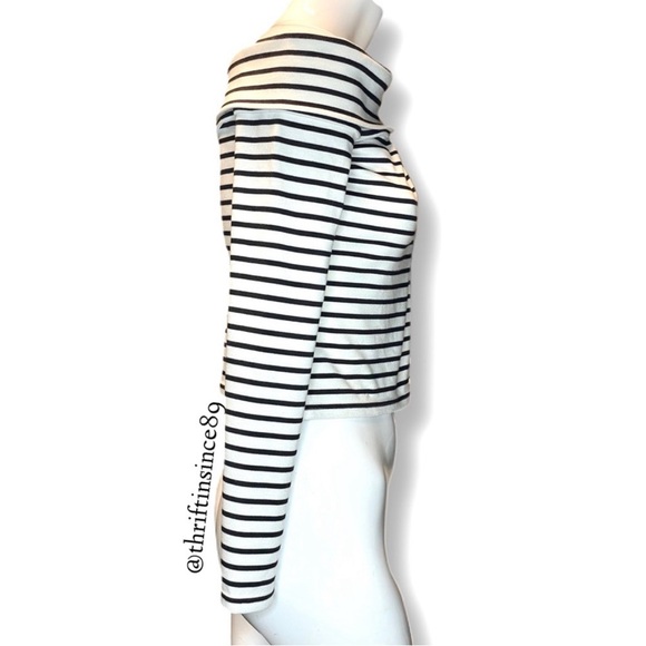10 Crosby Derek Lam Off Shoulder Striped Top Medium - Picture 6 of 8